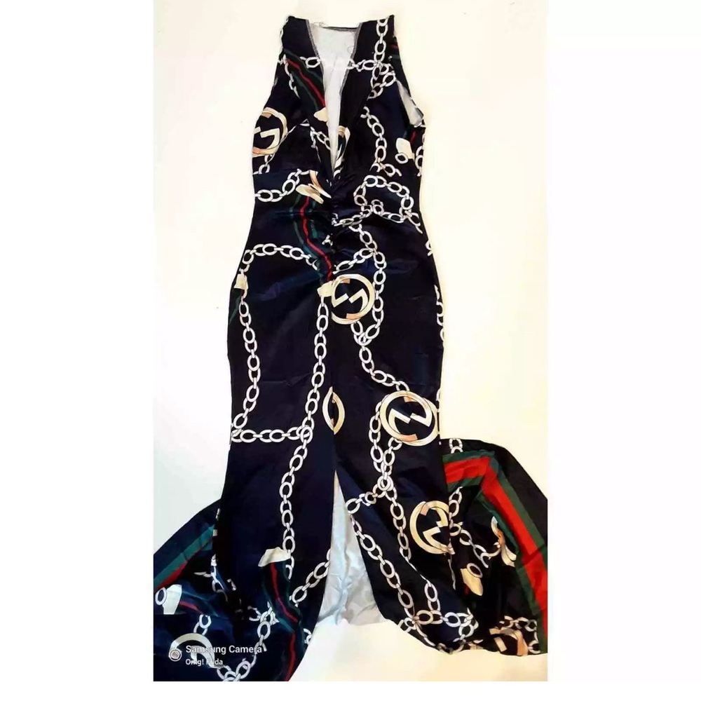 Designer Chain Print Dress - Picture 3 of 11